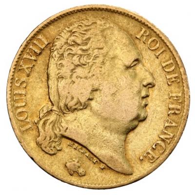 картинка 20 francs France Louis XVIII (1816-1824) Au 5.81 gr – площадка coinbay.ae