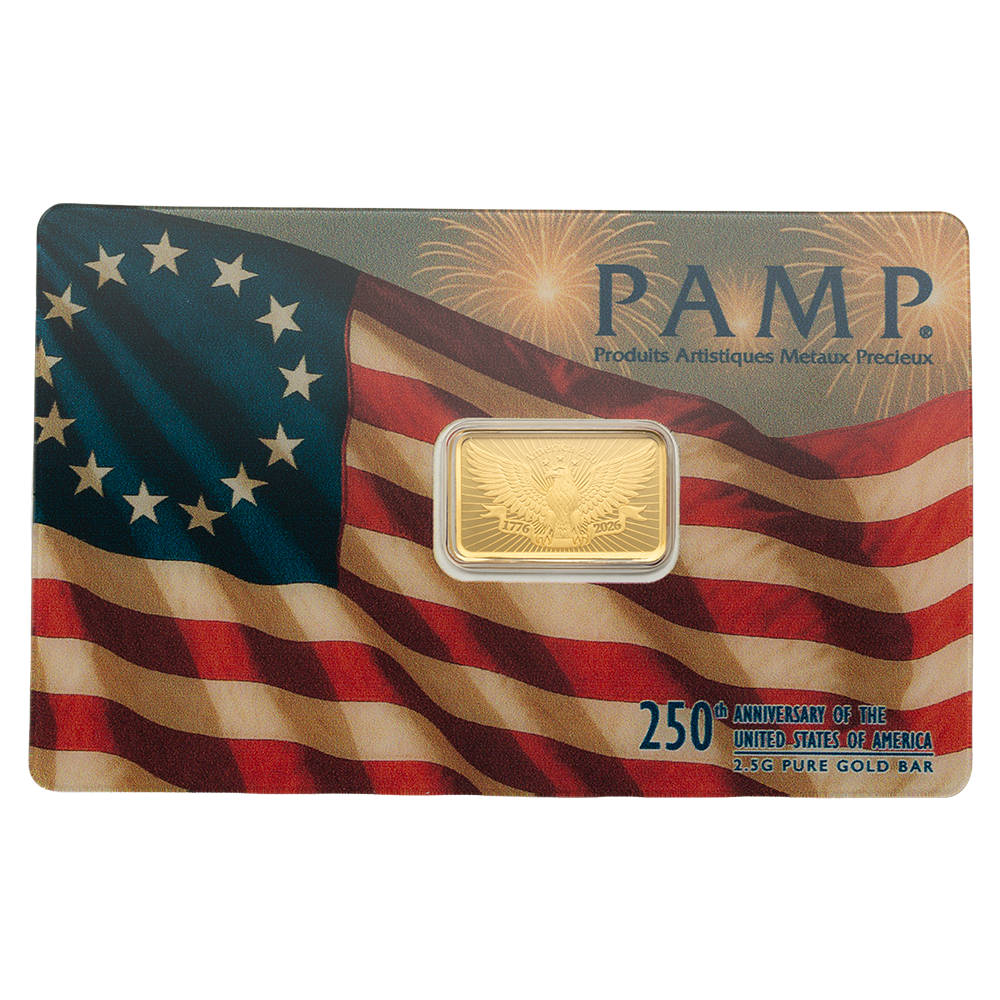 image 2.5 gram gold PAMP 250th Anniversary of the United States – coinbay\.ae marketplace