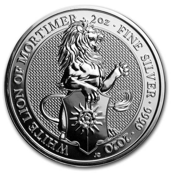 image 5 pounds Britannia The White Lion of Mortimer 2 oz Silver – coinbay\.ae marketplace