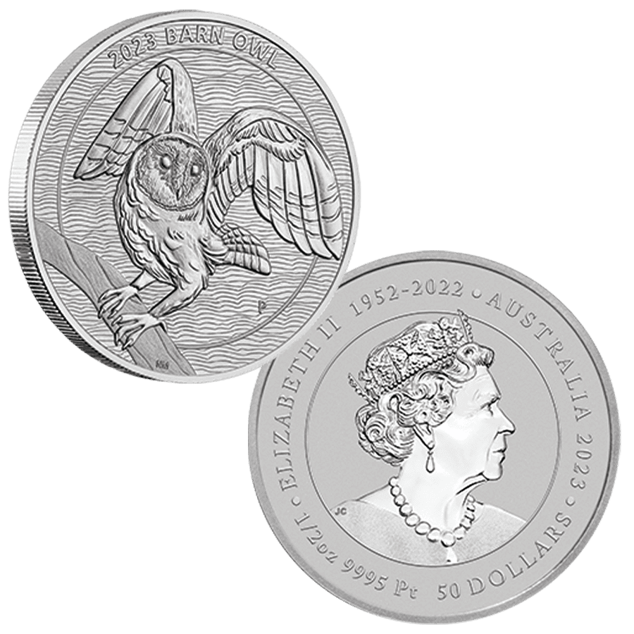 картинка 50 dollars Australia Barn Owl 1/2 oz platinum – площадка coinbay.ae