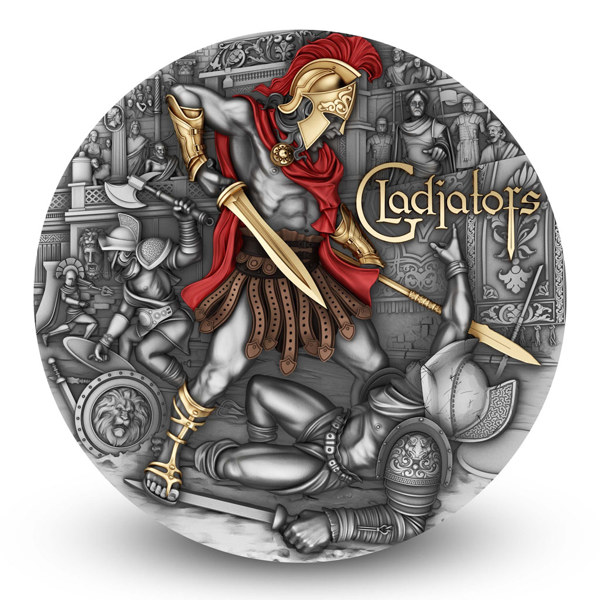 картинка 2 dollars Niue Gladiators, 2 oz silver – площадка coinbay.ae